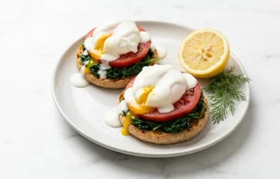 Eggs Benedict with Yogurt-Lemon Sauce