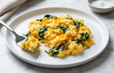 Spinach and Cheddar Scrambled Eggs