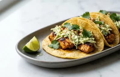 Chicken Tacos with Avocado Slaw