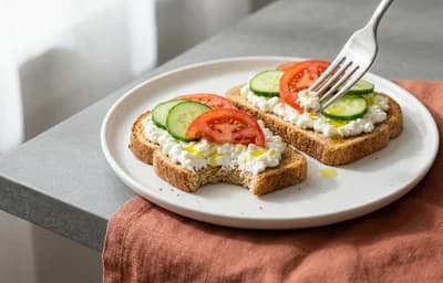 Cottage Cheese Toast with Cucumber and Tomato