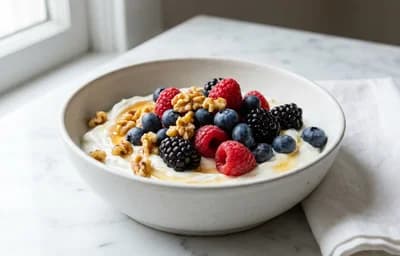 Greek Yogurt with Berries, Walnuts, and Honey