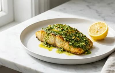 Pesto-Baked Halibut