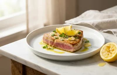Tuna Steak with Lemon and Olive Oil