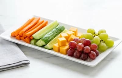 Carrot and Cucumber Sticks with Cheese and Grapes