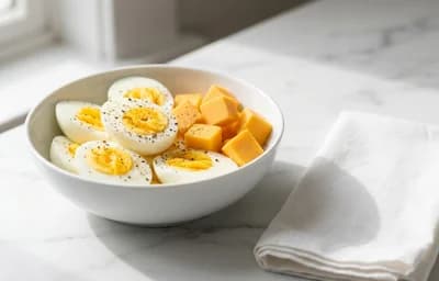 Hard-Boiled Eggs with Cheddar Cubes