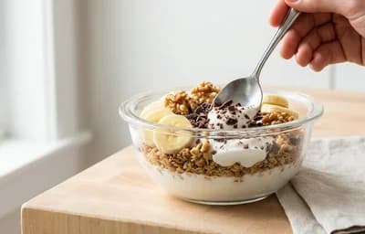 Yogurt with Granola and Dark Chocolate