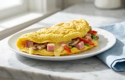 Ham, Mushroom, and Pepper Omelet
