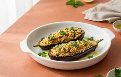 Stuffed Eggplant with Bulgur