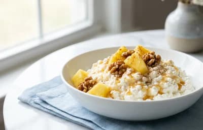 Cottage Cheese with Pineapple and Walnuts