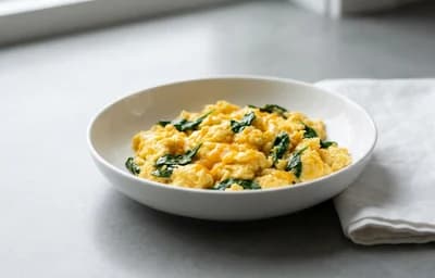 Three-Egg Scramble with Cheddar and Spinach