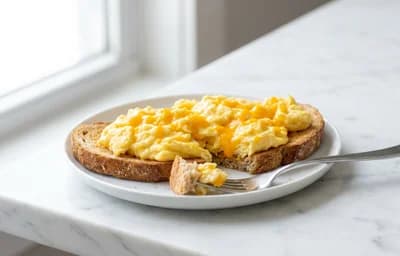Cheesy Scrambled Eggs on Toast