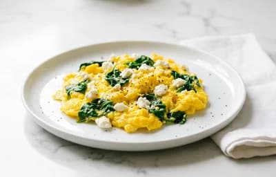 Egg Scramble with Feta and Spinach