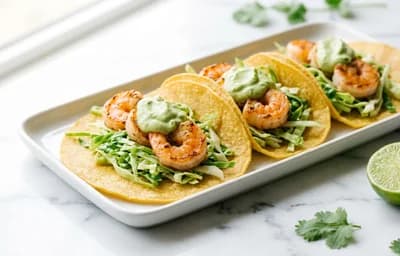 Shrimp Tacos with Avocado Crema