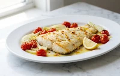 Baked Halibut with Fennel and Tomatoes