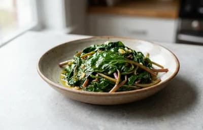 cooked malabar spinach