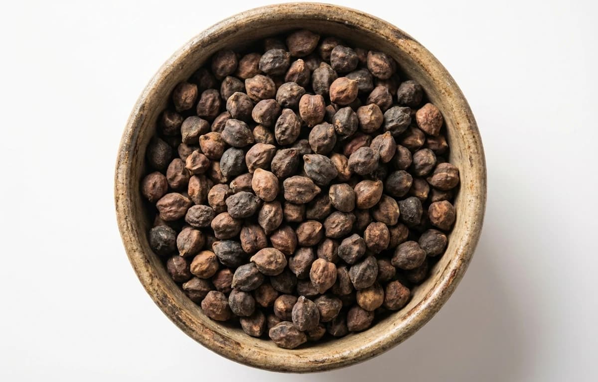 flattened black chickpeas