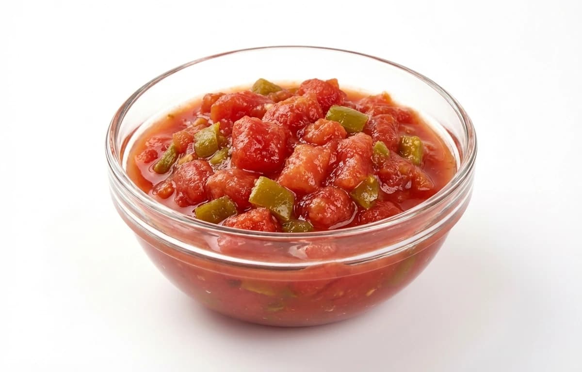 canned red tomato with green chilies