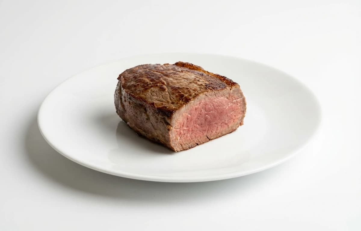 cooked broiled deer loin steak