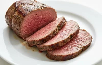 cooked elk eye of round roast