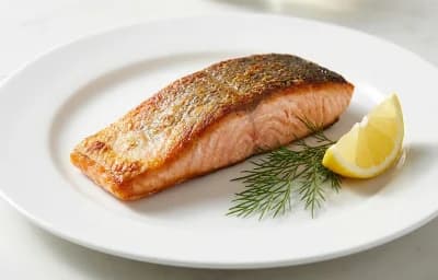 cooked dry heat farmed coho salmon