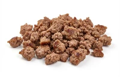 cooked pan-broiled ground ostrich