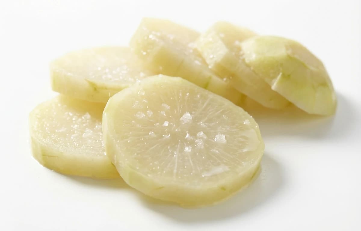 boiled salted kohlrabi