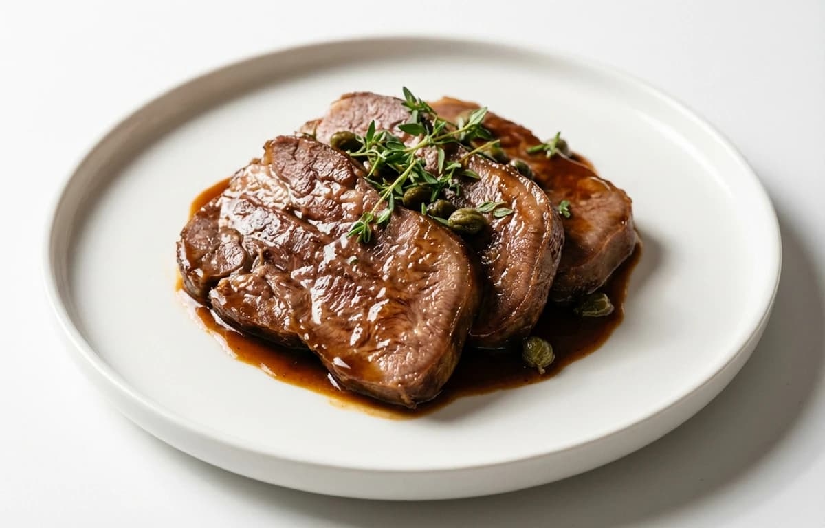 braised cooked veal tongue