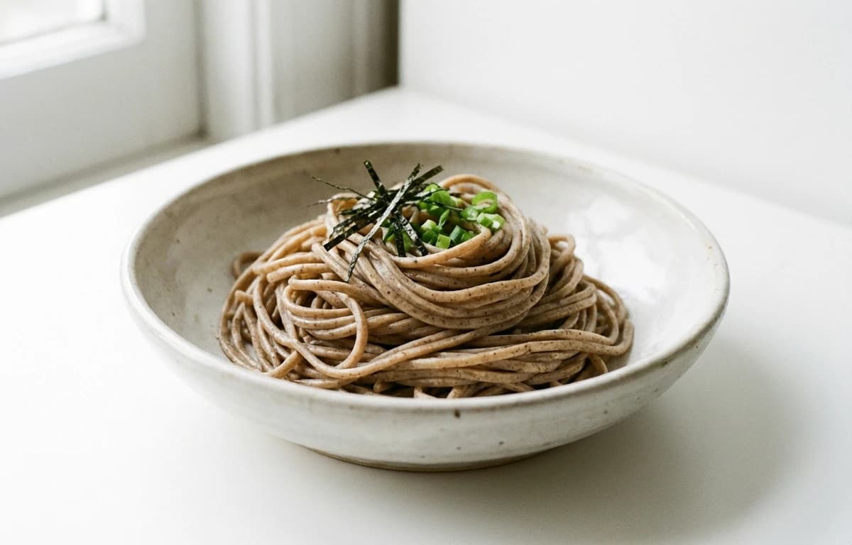 cooked soba noodles