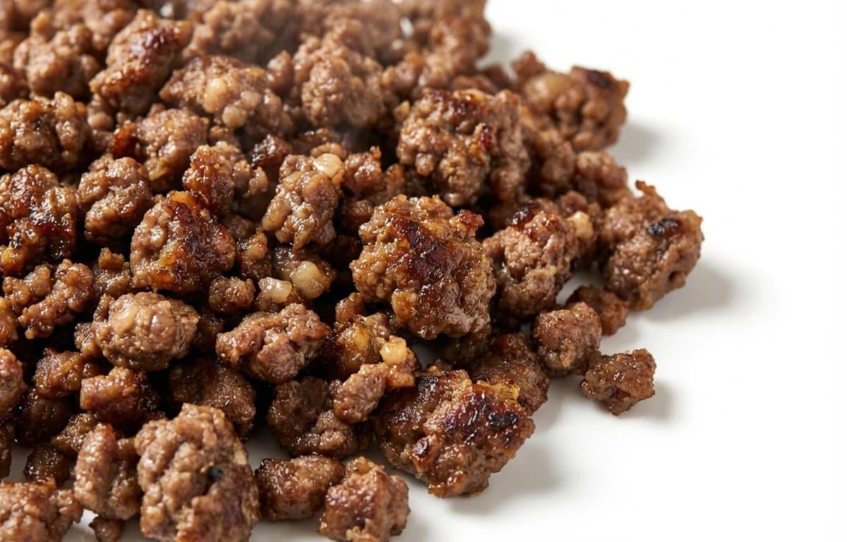 cooked pan-broiled ground deer