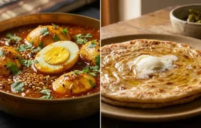 Achari Anda Curry with Paratha