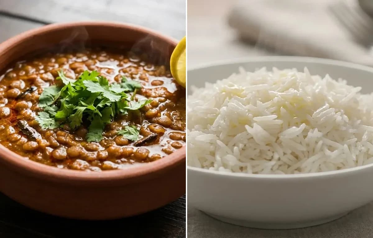 Akkha Masoor with Steamed Basmati Rice