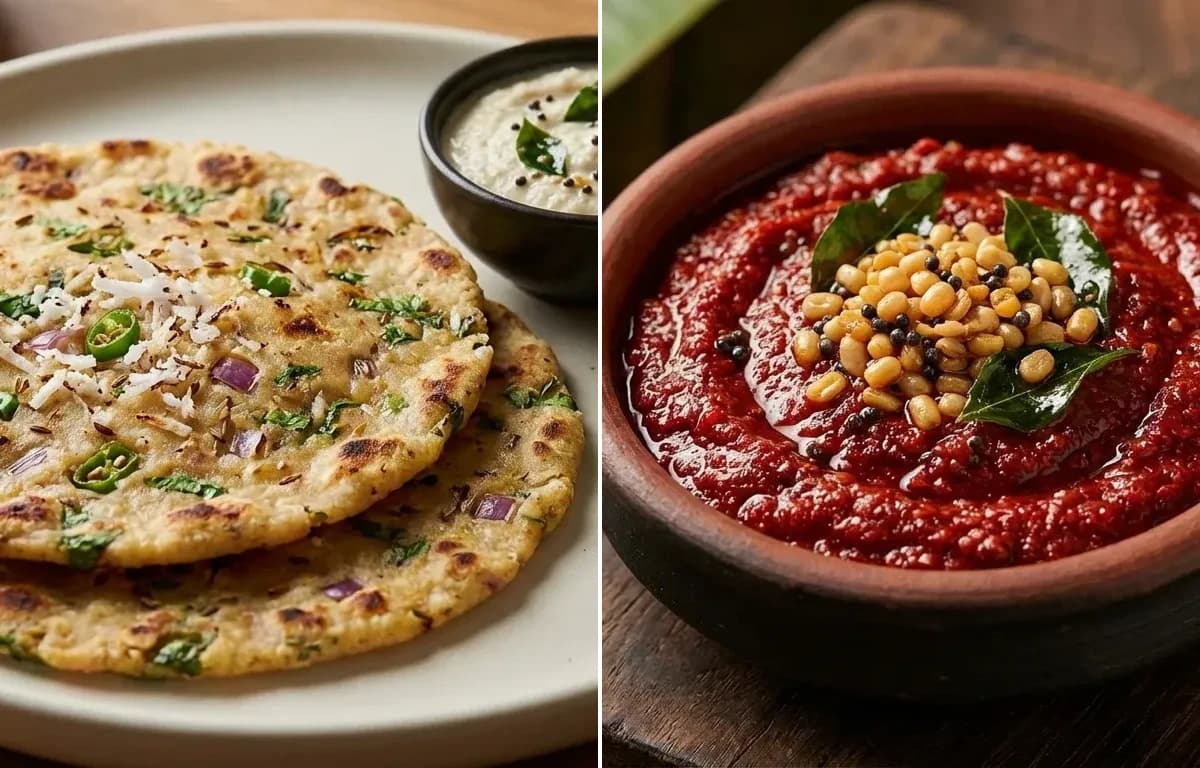 Akki Roti with Red Chili Chutney