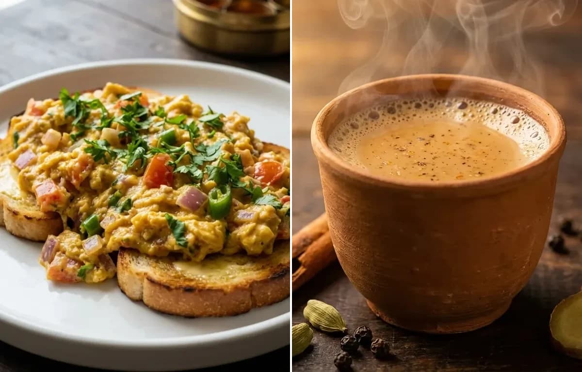 Akuri on Toast with Masala Chai