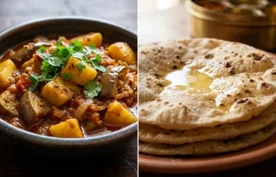 Aloo Baingan with Roti