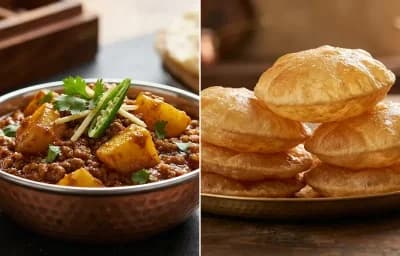 Aloo Keema Sabzi with Puri