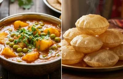 Aloo Matar Curry with Poori