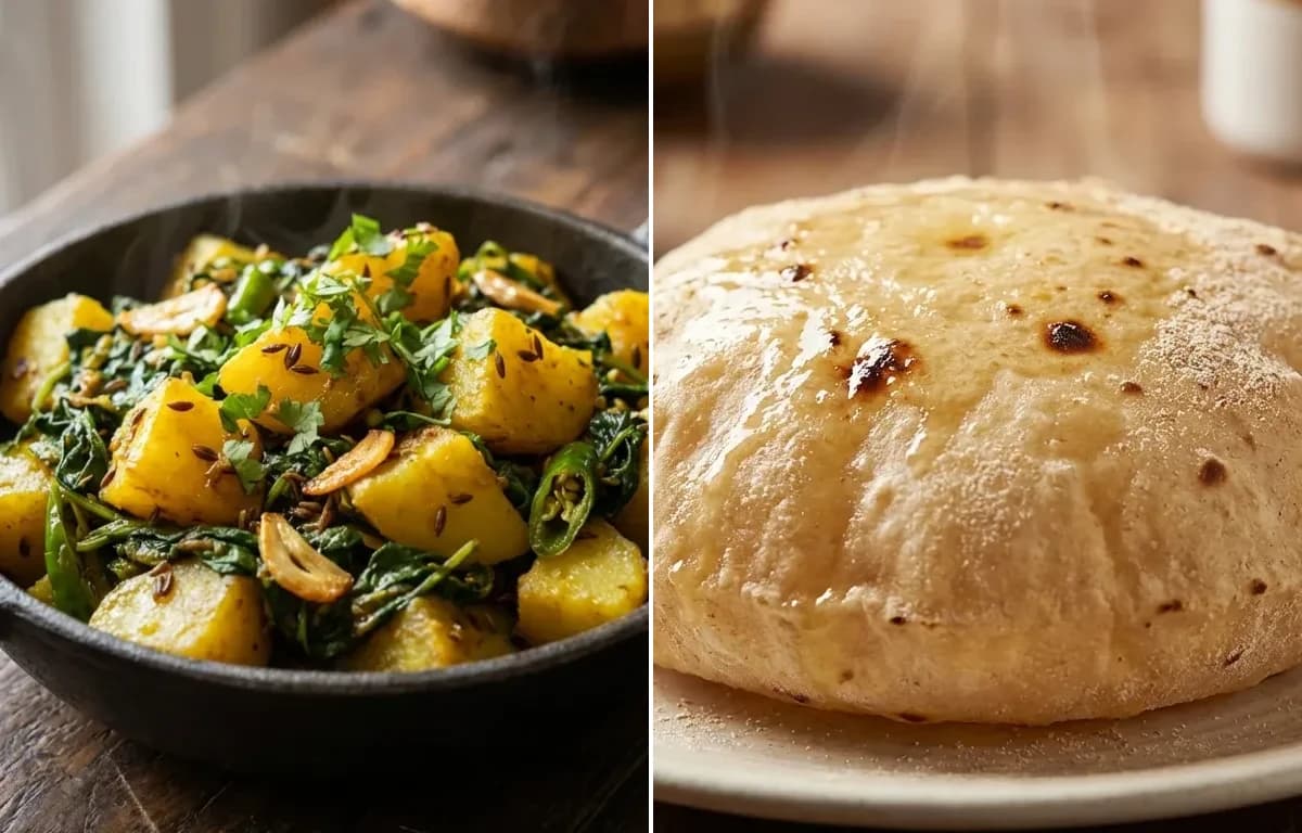 Aloo Methi Sabzi with Phulka