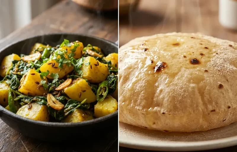 Aloo Methi Sabzi with Phulka