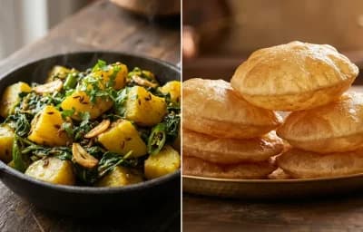Aloo Methi Sabzi with Puri