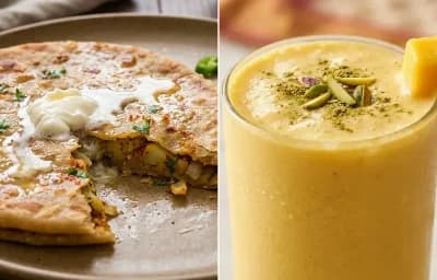 Aloo Paratha with Mango Lassi