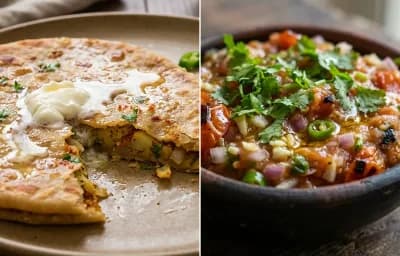 Aloo Paratha with Tomato Chokha