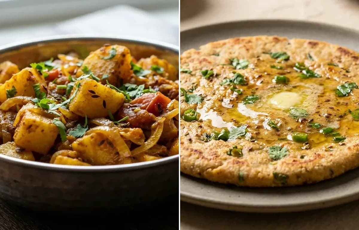Aloo Pyaaz ki Sabzi with Bejad ki Roti