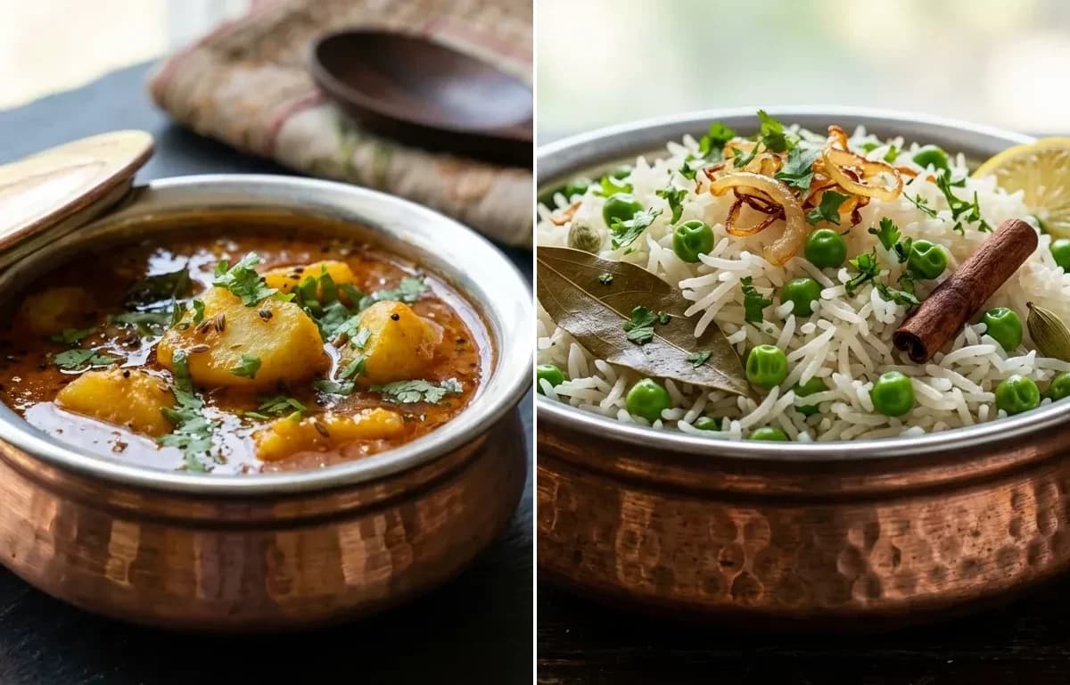 Aloo Salan with Matar Pulao