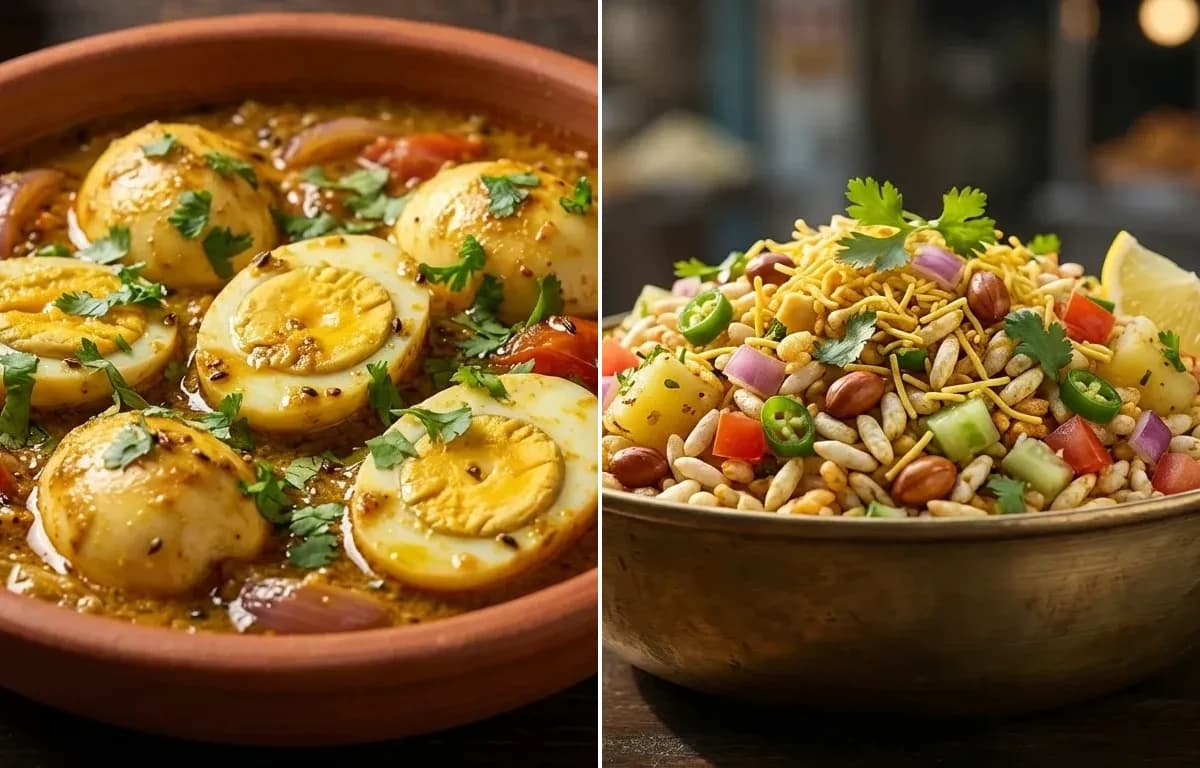 Anda Besara Bhaja with Jhal Muri