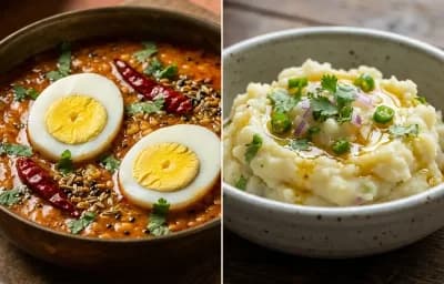 Anda Besara with Aloo Bhate