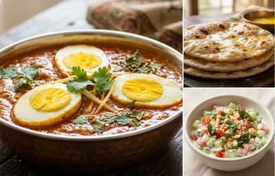 Anda Curry with Chapati and Koshimbir
