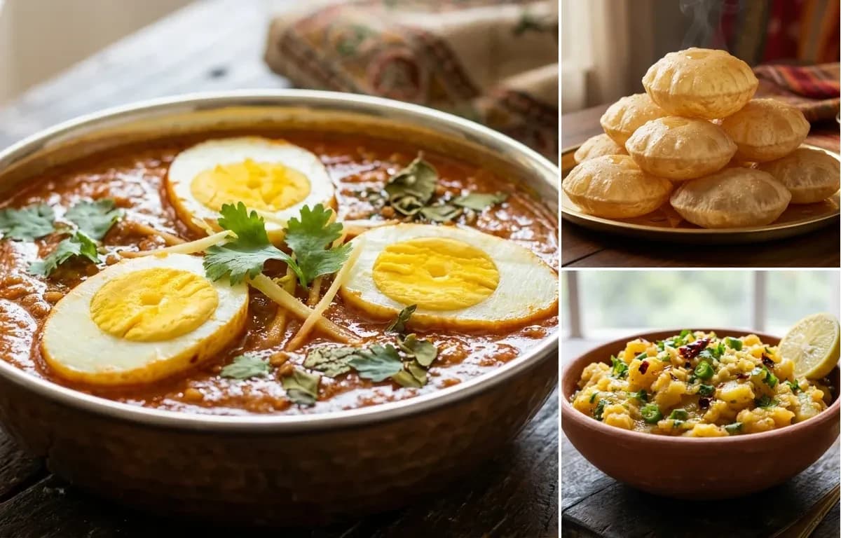 Anda Curry, Poori and Aloo Chokha