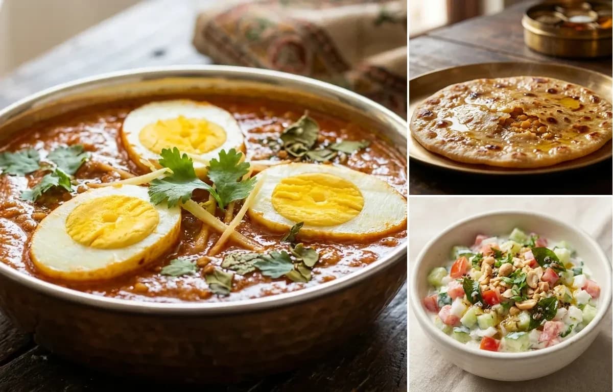 Anda Curry, Puran Poli and Koshimbir