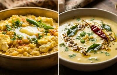 Anda Khichdi with Maharashtrian Kadhi