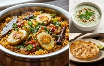 Anda Pulao with Mint Raita